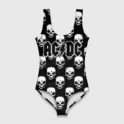 Купальник-боди 3D женский AC DC rock skull, цвет: 3D-принт