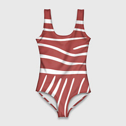 Женский купальник-боди Полоски красной зебры
