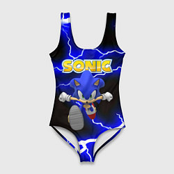 Купальник-боди 3D женский Sonic storm electro, цвет: 3D-принт