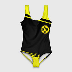 Купальник-боди 3D женский Borussia жёлтые полосы, цвет: 3D-принт