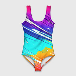 Женский купальник-боди Радужные брызги краски текстура