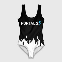 Купальник-боди 3D женский Portal белый огонь, цвет: 3D-принт