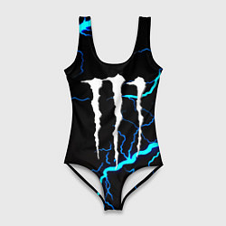 Купальник-боди 3D женский Monster energy неоновые молнии, цвет: 3D-принт