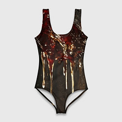 Купальник-боди 3D женский Стекающий мед - текстура, цвет: 3D-принт