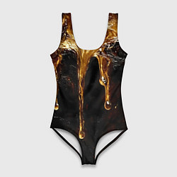 Купальник-боди 3D женский Стекающий мед - текстура, цвет: 3D-принт