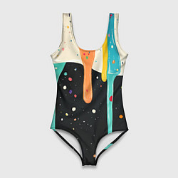 Купальник-боди 3D женский Разноцветные капли текстура, цвет: 3D-принт