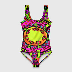 Женский купальник-боди Кислотные грибы оптические