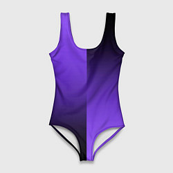 Женский купальник-боди Чёрно-сиреневый градиент пополам