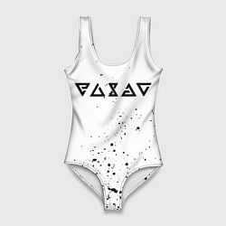 Купальник-боди 3D женский Ведьмак брызги красок, цвет: 3D-принт