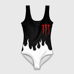 Купальник-боди 3D женский Monster energy red logo, цвет: 3D-принт