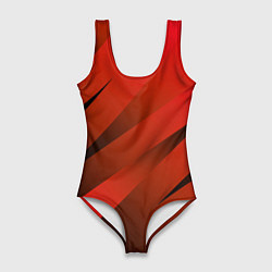 Женский купальник-боди Красно-коричневый абстрактные полосы