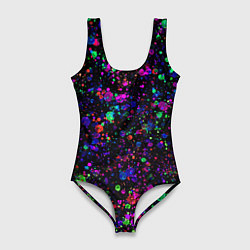 Женский купальник-боди Чёрный с разноцветными брызгами