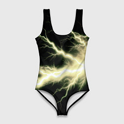Купальник-боди 3D женский Lightning yellow, цвет: 3D-принт