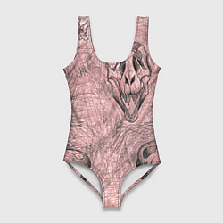 Купальник-боди 3D женский Черепа динозавров - эскиз, цвет: 3D-принт