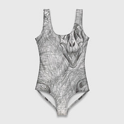 Купальник-боди 3D женский Черепа динозавров - эскиз, цвет: 3D-принт