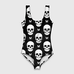 Купальник-боди 3D женский Черепной фон, цвет: 3D-принт