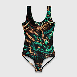 Женский купальник-боди Японские драконы ирезуми