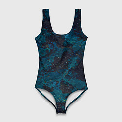 Женский купальник-боди Черно-синий бетон
