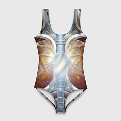 Купальник-боди 3D женский Рентген и скелет, цвет: 3D-принт