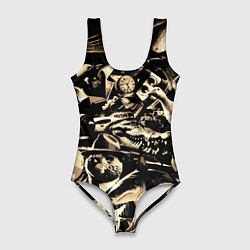Купальник-боди 3D женский Итальянские мемы с животными, цвет: 3D-принт