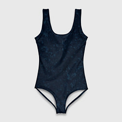 Женский купальник-боди Темный синий однотонный пятнистый