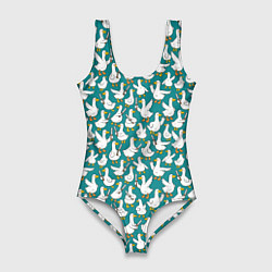 Женский купальник-боди Злой гусь узор