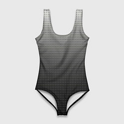 Купальник-боди 3D женский Градиент металлический тёмно-серый, цвет: 3D-принт