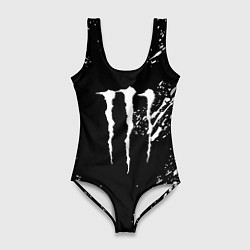 Купальник-боди 3D женский Monster energy white splash, цвет: 3D-принт