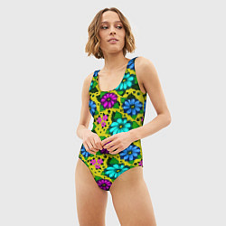 Купальник-боди 3D женский Паттерн незатейливые цветочки, цвет: 3D-принт — фото 2