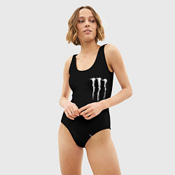 Купальник-боди 3D женский Monster energy fire white, цвет: 3D-принт — фото 2