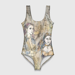 Купальник-боди 3D женский Девушки стимпанк, цвет: 3D-принт