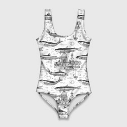 Купальник-боди 3D женский Корюшка и рыбалка в Питере паттерн, цвет: 3D-принт