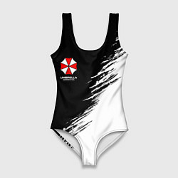 Купальник-боди 3D женский Umbrella Corp - black and white, цвет: 3D-принт