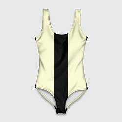 Купальник-боди 3D женский Color black beige line, цвет: 3D-принт