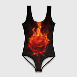 Купальник-боди 3D женский Flaming rose, цвет: 3D-принт