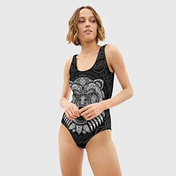 Купальник-боди 3D женский Медведь в кельтских узорах, цвет: 3D-принт — фото 2