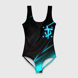 Купальник-боди 3D женский Doom neon stripes, цвет: 3D-принт