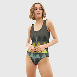 Купальник-боди 3D женский Абстрактный лес геометрический, цвет: 3D-принт — фото 2