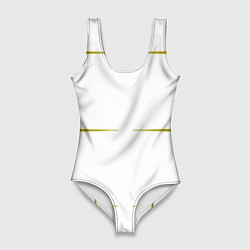 Купальник-боди 3D женский Color white pink yellow stripes, цвет: 3D-принт