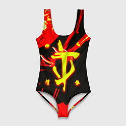 Купальник-боди 3D женский Doom огненный, цвет: 3D-принт