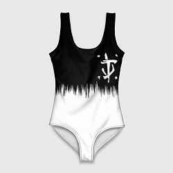 Купальник-боди 3D женский Doom краски черно белый, цвет: 3D-принт