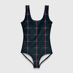 Купальник-боди 3D женский Color black stripes, цвет: 3D-принт