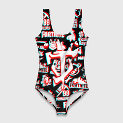 Купальник-боди 3D женский Doom x fortnite glitch, цвет: 3D-принт