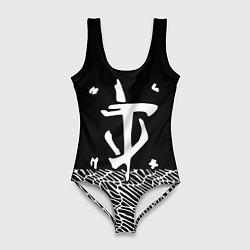 Купальник-боди 3D женский Doom геометрия линии, цвет: 3D-принт