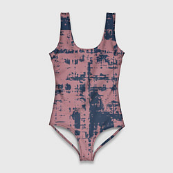 Женский купальник-боди Текстура с потертостями сине-розовая