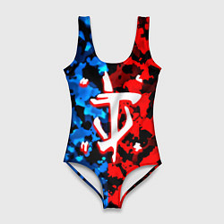 Купальник-боди 3D женский Doom камуфляж текстура, цвет: 3D-принт