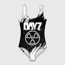 Купальник-боди 3D женский Dayz белые краски лого, цвет: 3D-принт