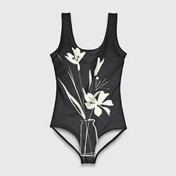 Купальник-боди 3D женский Ваза с цветами, цвет: 3D-принт
