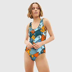 Купальник-боди 3D женский Много рыб, цвет: 3D-принт — фото 2