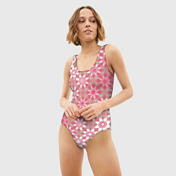 Купальник-боди 3D женский Звездная россыпь-розовый, цвет: 3D-принт — фото 2